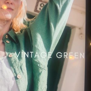 not Perfect Linen 1950s city flat front linen skirt vintage green size M new